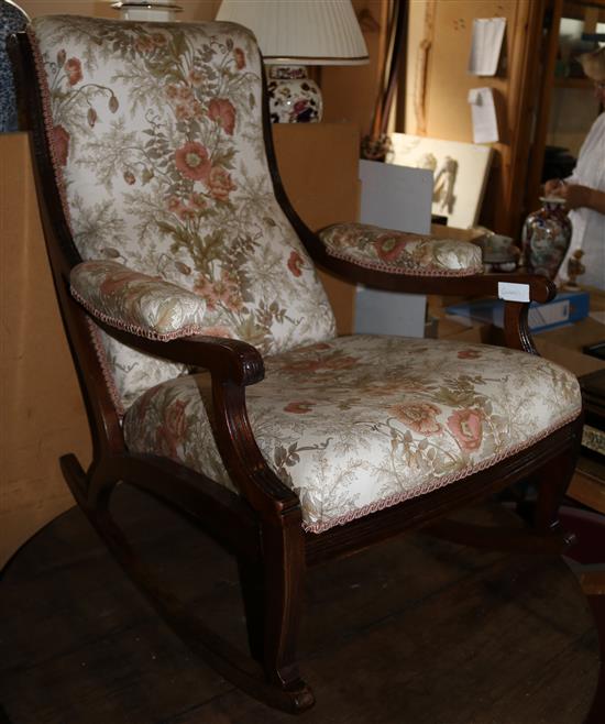 Victorian upholstered rocking chair(-)